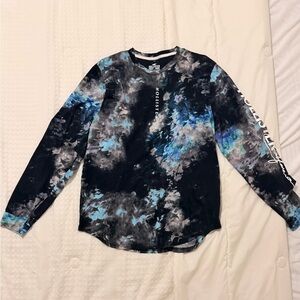 Hollister Black and Blue Tie-Dye Shirt